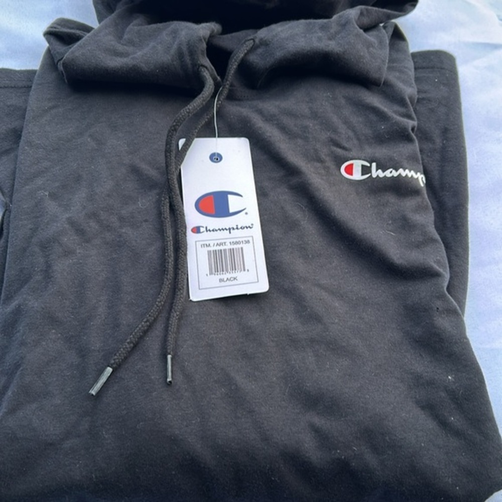 CHAMPION Men's Black‎ Pullover Hoodie Jacket Sweatshirt Kangaroo Pocket …